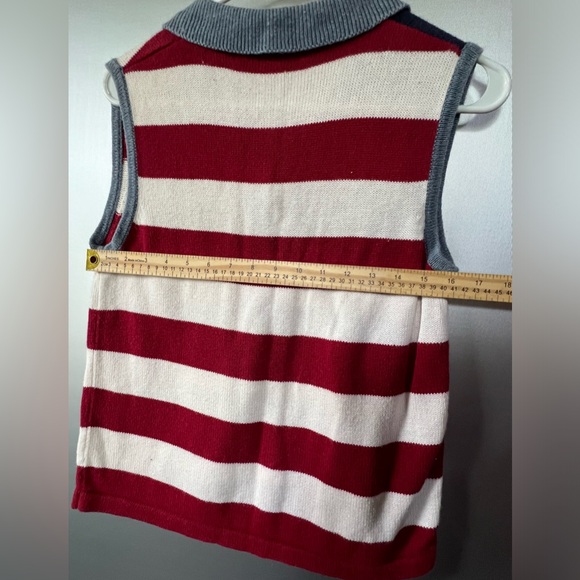 Knitted American Flag Polo Sleeveless Karen Scott size Small - Picture 3 of 6